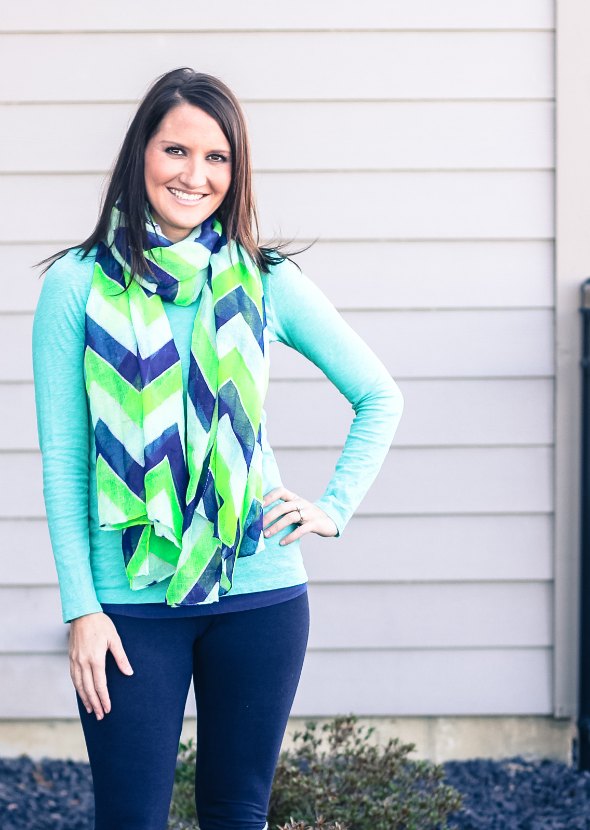 chevron scarf blue and green