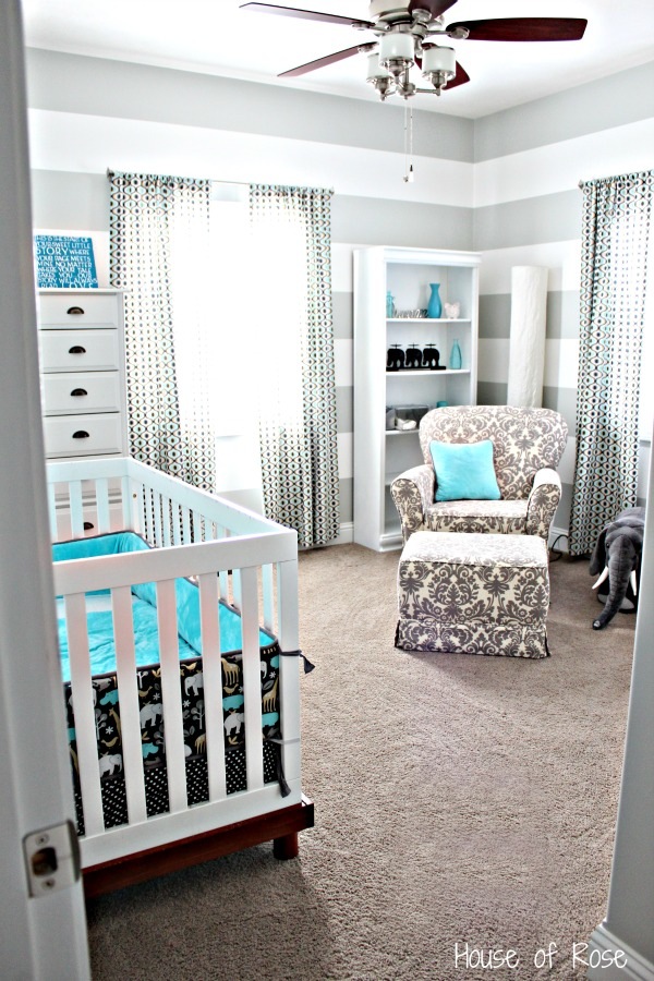 baby boy room blue and grey