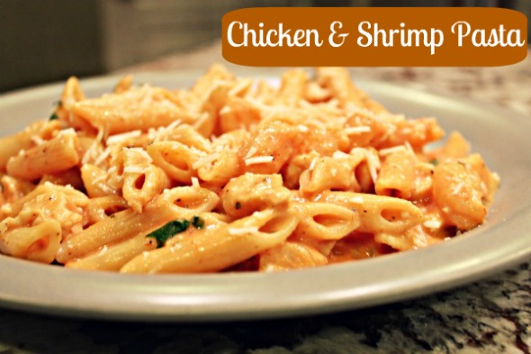 easy chicken and shrimp pasta