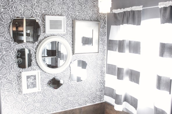 Rockin' Roses Damask Stencil Master Bathroom Makeover Creek Bend Behr