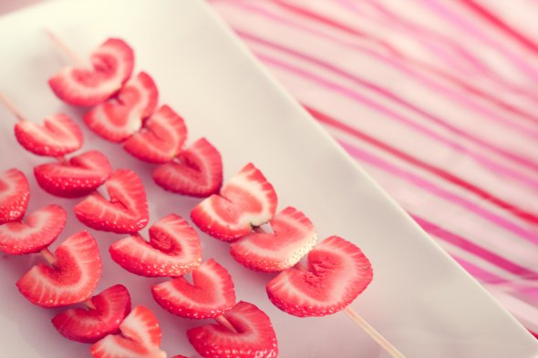 Strawberry Heart Skewers Easy