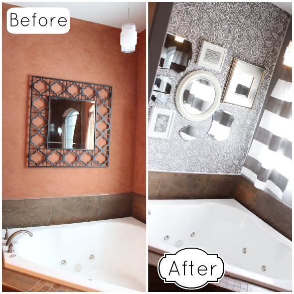 Rose Stencil Makeover Before and After