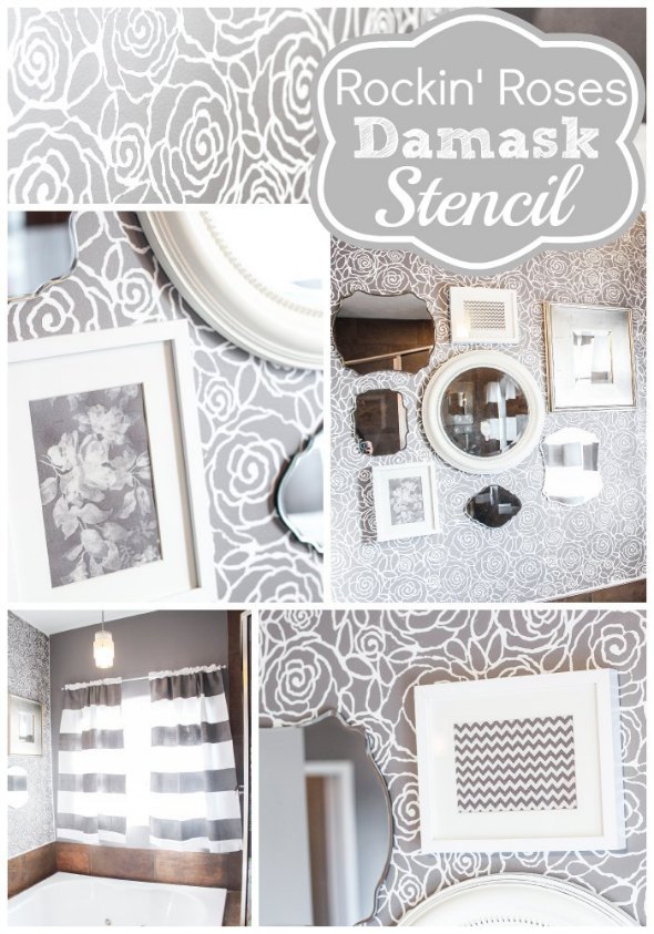 Rockin' Roses Damask Stencil Master Bathroom Makeover