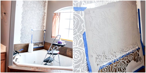 Rockin' Roses Damask Stencil Master Bathroom Makeover Stencil Instructions