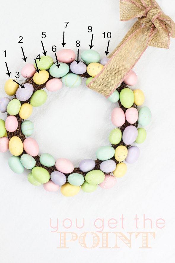 DIY Easter Egg Wreath Ideas Count the eggs