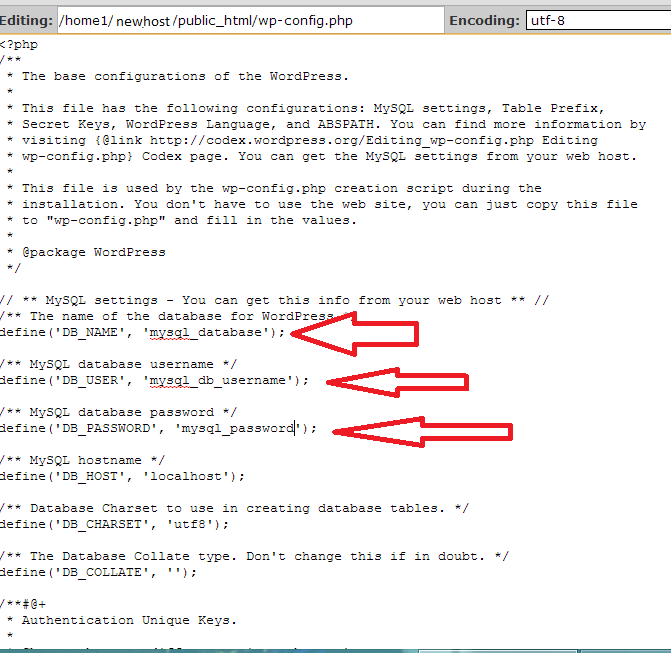 Edit your wp-config file to use the new database information