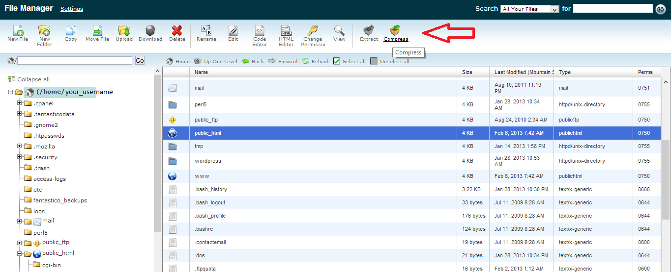 Compress your public_html directory