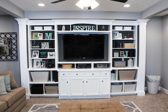 THE BASEMENT: Built-In Entertainment Center & Bookshelves