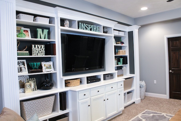 Basement Built In Entertainment Center Shelf Decor