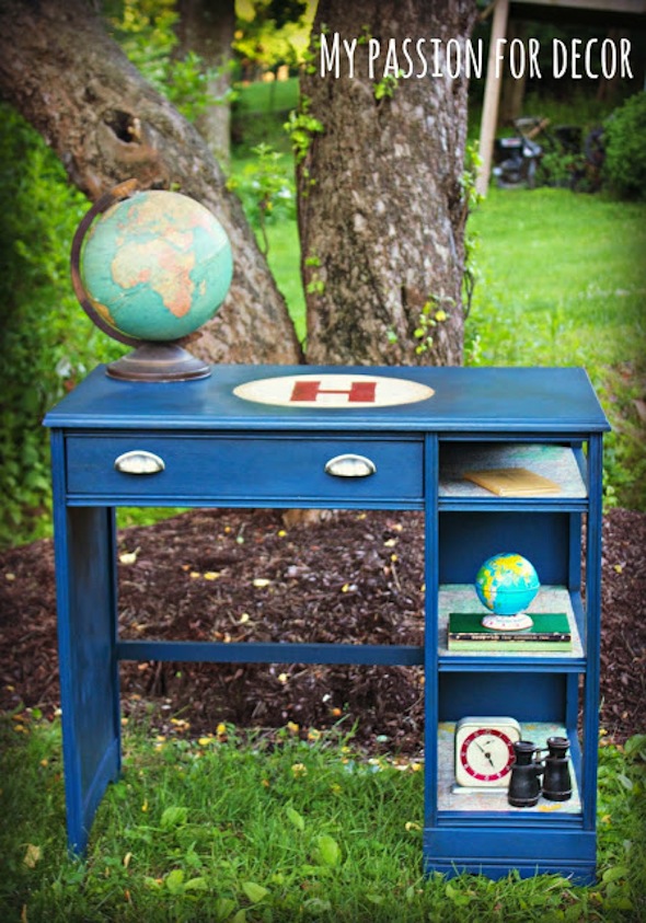 Vintage Gas Station Map Desk