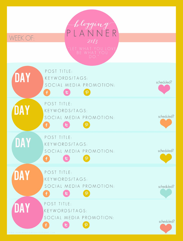 Free Printable Blog Planner