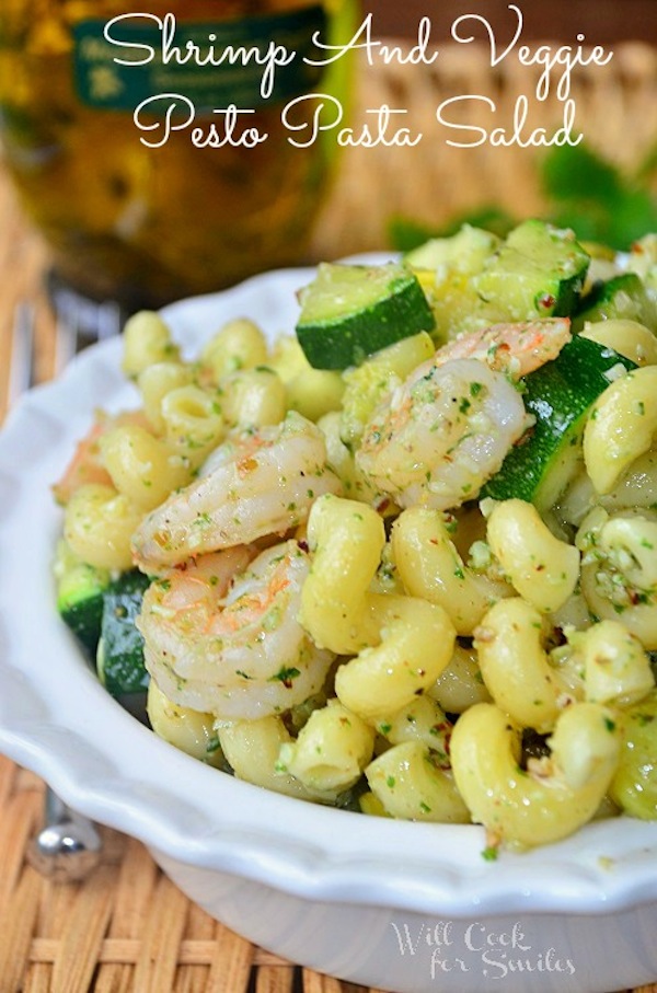 Shrimp & Veggie Pesto Pasta Salad