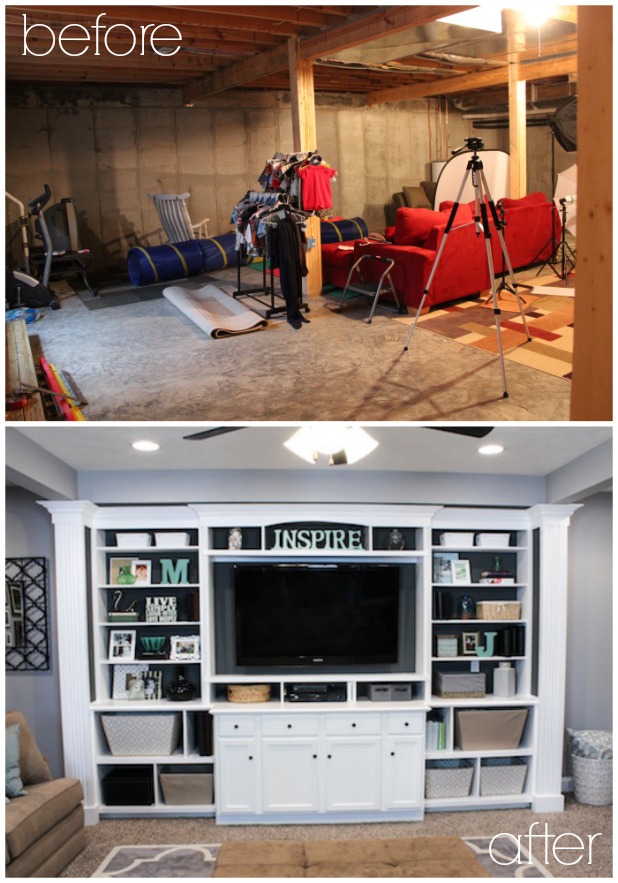 The Basement Built In Entertainment Center Bookshelves