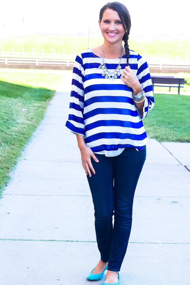 Fashion - A Love For Stripes {Top from Ella Madison Boutique & Bracelets from The Shine Project}