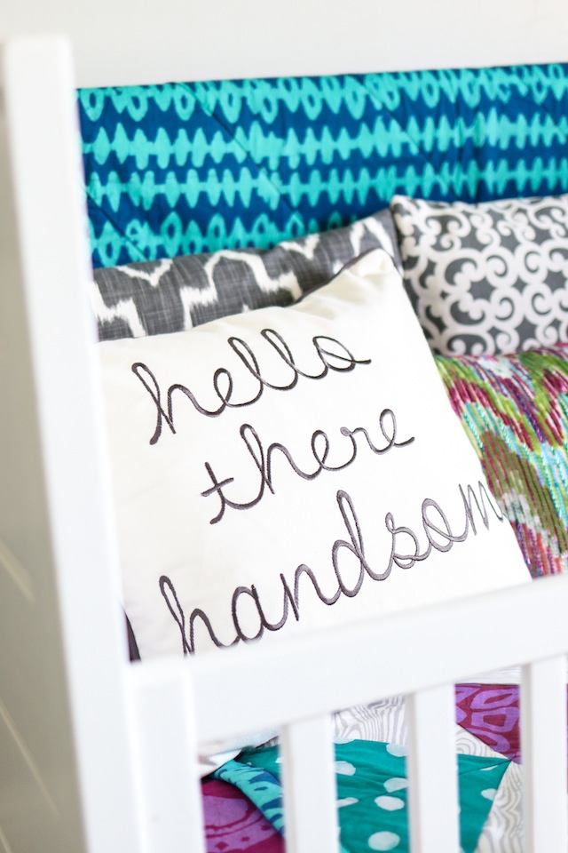 Custom Nursery Ideas - Hello There Handsome Pillow